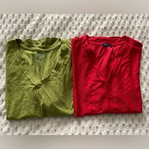 Women’s t shirt lot of 2 - 14w and XL lime green and red